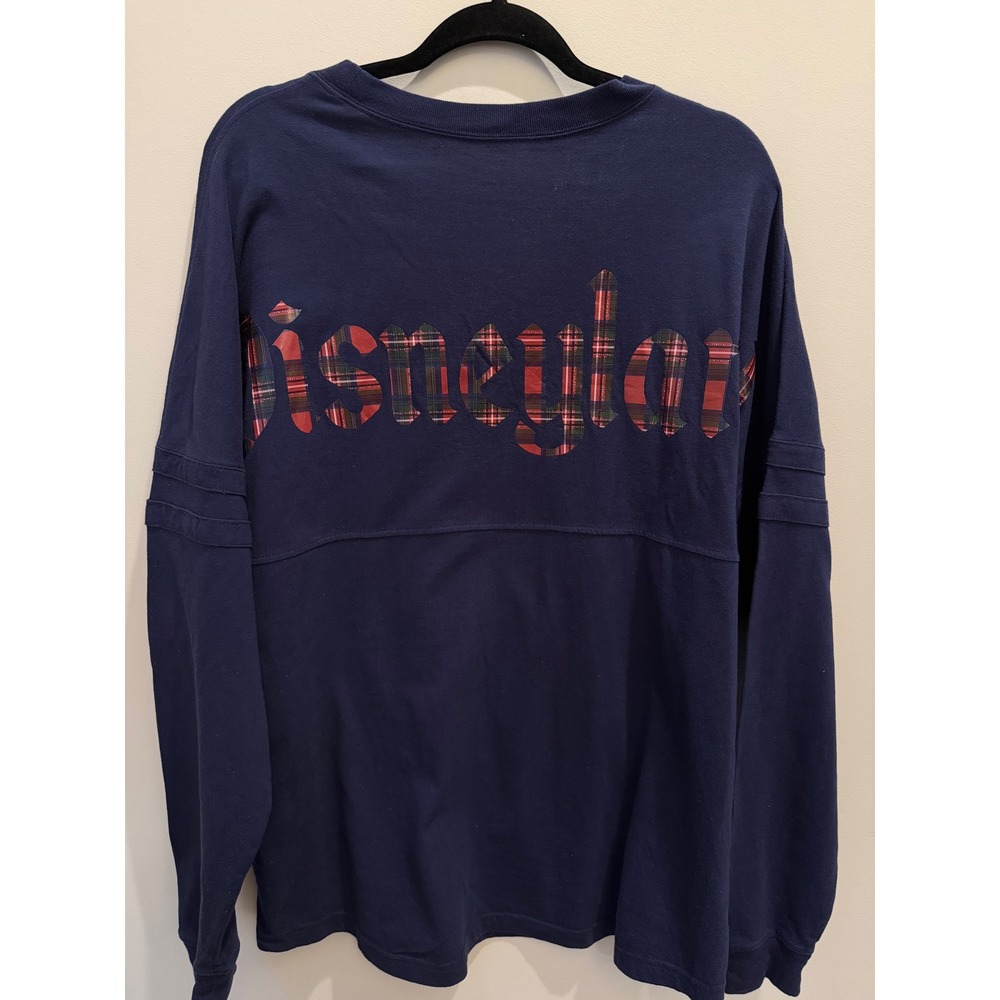 Plaid Disneyland Tinker Bell Women's Large Navy Long Sleeve Shirt